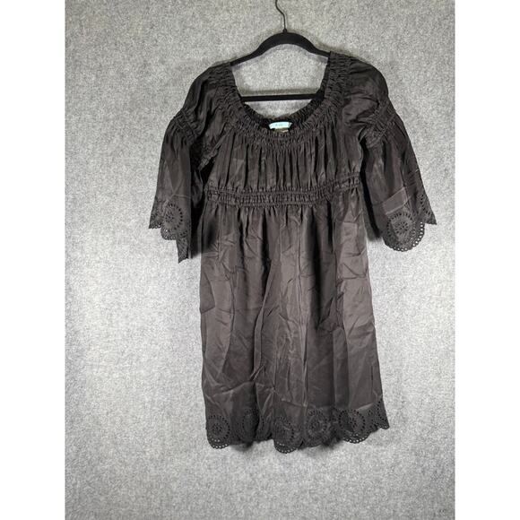 Marciano Dress Women Small Black Silk Off Shoulder Embroidered Whimsigoth - Picture 1 of 7